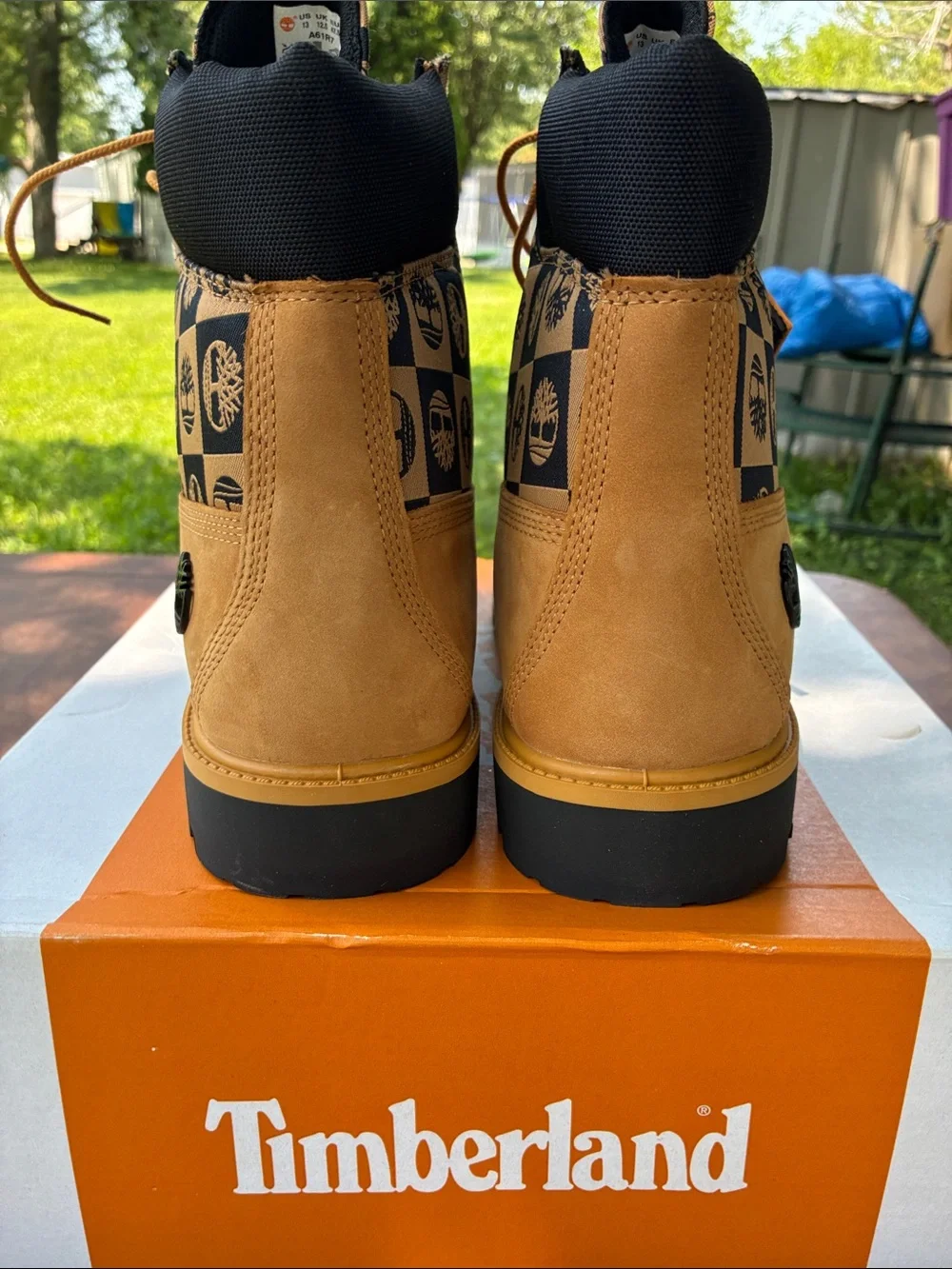 Timberland men’s  Wheat Nubuck Checker Lace-Up Boots